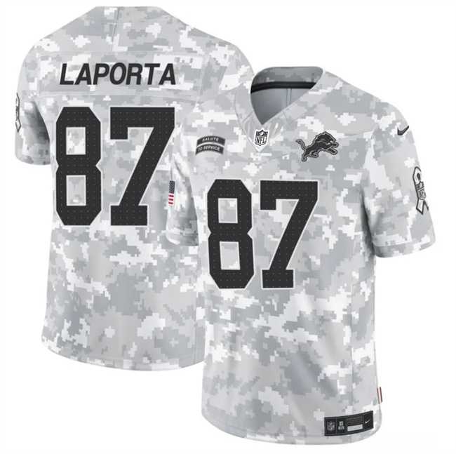 Men%27s Detroit Lions #87 Sam LaPorta 2024 F.U.S.E Arctic Camo Salute To Service Limited Stitched Football Jersey Dzhi